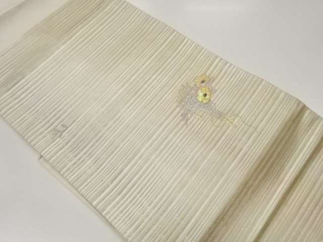 螺鈿金彩藤に椿模様名古屋帯